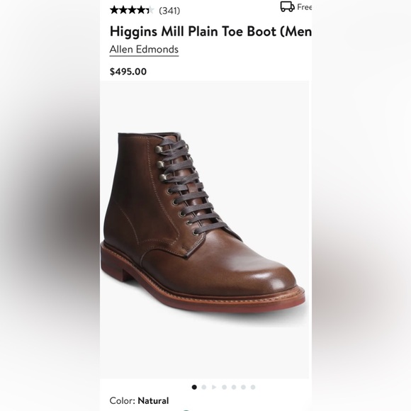 Allen Edmonds Higgins Mill BootLight Brown10.5 E